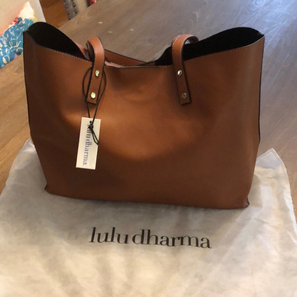 Lulu dharma brown vegan leather tote